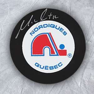  MICHEL GOULET Quebec Nordiques SIGNED Hockey Puck Sports 