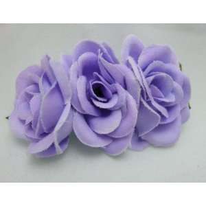  NEW Triple Small Purple Rose Flower Hair Clip, Limited 