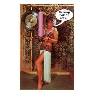 Tiki Vamp Woman with Candle, Missing You on Maui Giclee Poster Print 