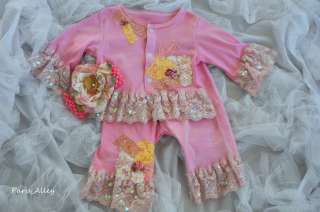   Sorbet ~French Lace Shirt, Pants and Headband Reborn Baby Doll  