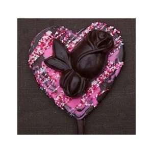 Dark Chocolate Valentines Lollipop with Rose (Set of 6)  