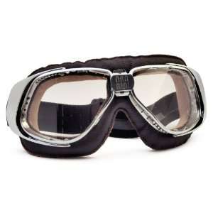  Nannini Chrome/Black Grey Anti Fog Rider Motor Goggles 