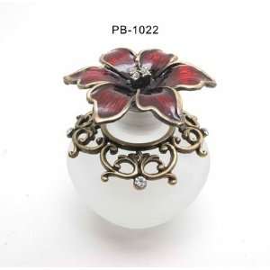 Bungundy Flower with Stones Perfume Bottle 2.25in H