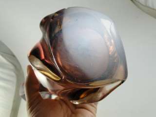   Hand Blown Amethyst Glass Amber Art Table Vase USA Unsigned Old  