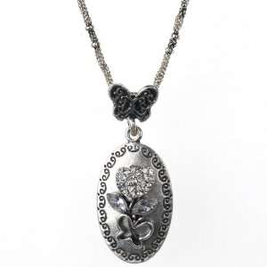 Cute Vintage Inspired Locket Layered Necklace in Antique Silver Tone