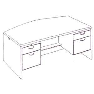  Executive Desk w/Bow Front & Box/File Drawer Pedestals 