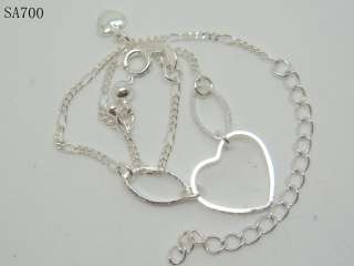 Varios New 925 Sterling Silver dangle bracelet with charm pendant hand 