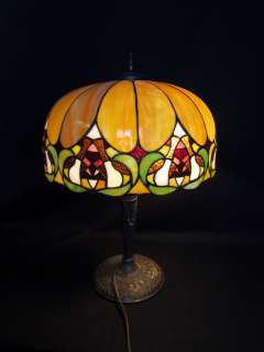 Antique American 1920s Table Lamp with TOP Quality Leaded Shade  