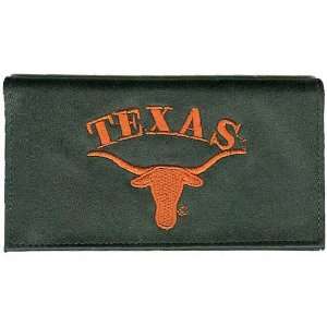   Longhorns Black Leather Embroidered Checkbook Cover