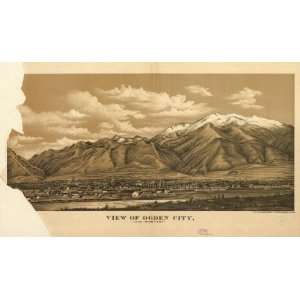  Historic Panoramic Map View of Ogden City, Utah Territory 