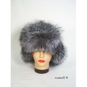   Silver Fox Fur Hat Trooper Ushanka Bomber Leather Top 