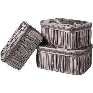 La Rose Largest Storage Boxes with Handles, Braid and Cord (Set of 3 