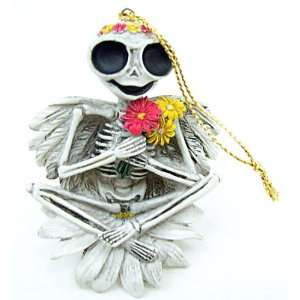  Spring Time Skelly Skeleton Ornament Flowers Skull