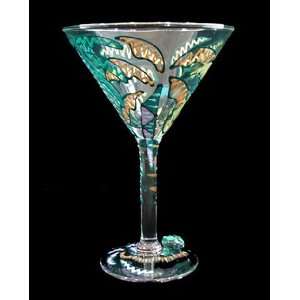  Party Palms Design   Hand Painted   Grande Martini Glass 