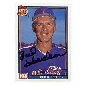  Bud Harrelson Autographed / Signed 1991 Topps Baseball 