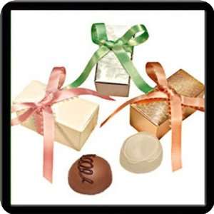 Piece Truffle Box (white) with Holiday Ribbon   100 Pieces  