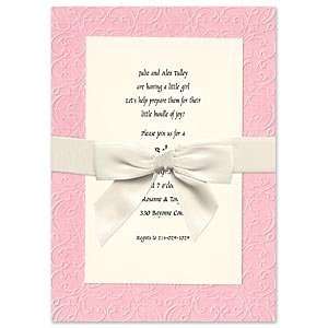  Pink Cream Bow Announcement Baby Girl Announcements Baby