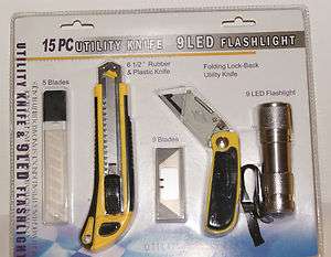 15 piece utility knife & Flashlight set NIP  