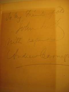 1886 FIRST EDITION INSCRIBED BY ANDREW CARNEGIE  