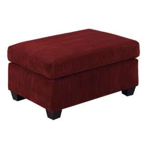  Modern Style Upholstered Ottoman With Wooden Legs In Wine 