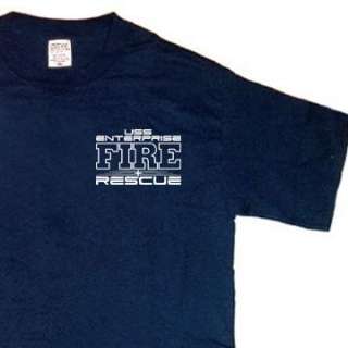 USS Enterprise Fire & Rescue Firefighter T shirt L  