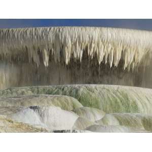  Travertine Build Up Along the Edge of a Hot Spring Pool 