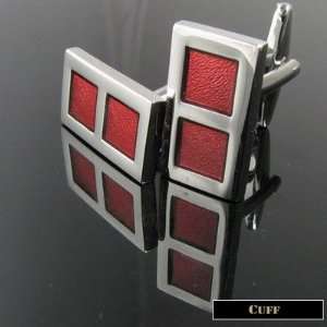  Two Red Square Cufflinks 