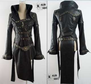   Kuroshitsu​ji man made leather PUNK Blazer Long jacket coat S XL