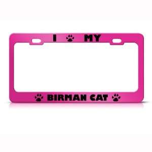 Birman Cat Pink Animal Metal license plate frame Tag Holder