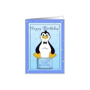   75th Birthday   Penguin on Ice Cool Birthday Facts Card Toys & Games