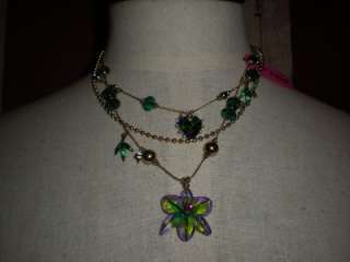   Johnson Asian Jungle Multi Chain Floral Necklace/NWT/USA Seller  