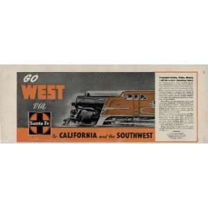 Santa Fe Railroad to California and the Southwest.  1942 Santa Fe 