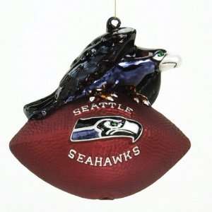   Seahawks NFL Glass Mascot Football Ornament (6) 