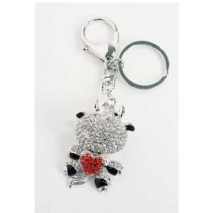  Syms Clear/Red Swarovski Crystal Cow Keychain Jewelry