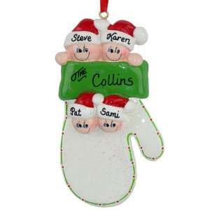  Personalized Red Mitten With Family Of 4 Ornament