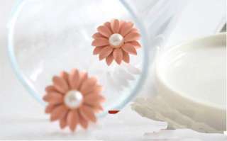 New Fashion Lovely Pink Chrysanthem Flower Pearl Dangler Earrings Best 
