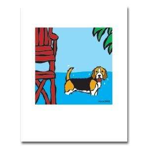   Print. Beach Beagle by Marc Tetro (11 x 14 inches)