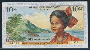 French Antilles 10 Nouveaux Francs ND(1963), P.5 UNC  