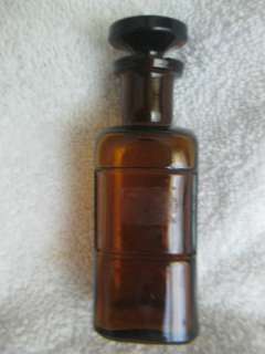 ANTIQUE Amber Brown Apothecary 1800s Bottle & Stopper  