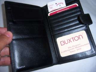 New Buxton Black Leather Passport Wallet  