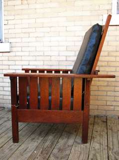 GOOD Antique L&JG STICKLEY Slatted Morris Chair MISSION Oak w1375 