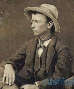 Antique TINTYPE photo,unusual cowboy wearing strange eyepiece TTY 13 