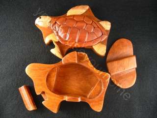 New Sea Turtle HandCarved Intarsia Wood Art Puzzle Jewelry/Trinket Box