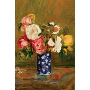  Pierre August Renoir 24W by 36H  Roses in a Vase 