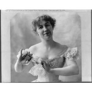  Woman,Parisian Rose perfume,lace handkerchief,c1898