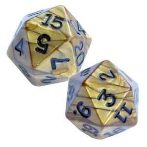  Set of 2   20 sided Pearlized Polyhedral Dice in Organza 