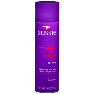  Aussie Mega Hair Spray, Flexible Hold, 14 Oz (Pack of 6 
