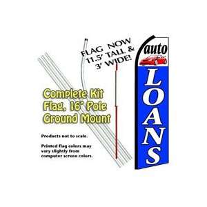  AUTO LOANS Feather Banner Flag Kit (Flag, Pole, and Ground 