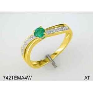  14K Yellow Gold Emerald Diamond Ring (G I color) Jewelry