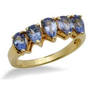  Tanzanite Unique Gemstone Ring in Yellow Gold Jewelry